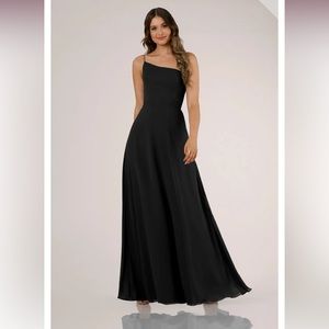 Sorella Vita Black One shoulder bridesmaid dress style 9500